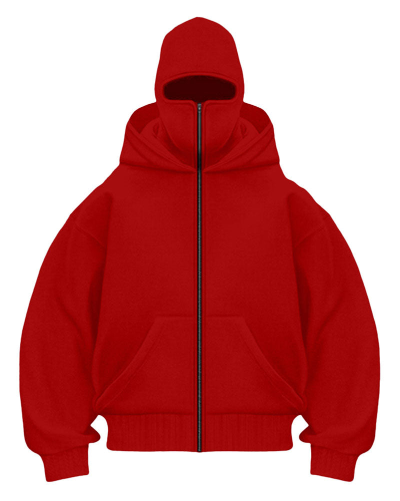 Masked Zipped Hoodie Jacket