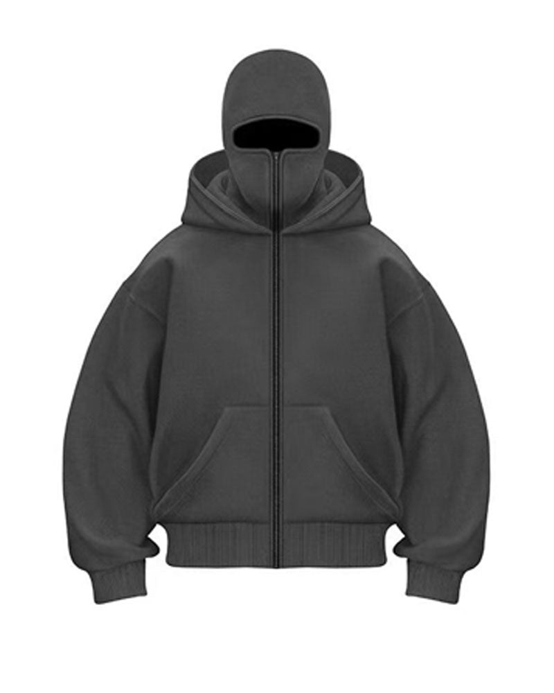 Masked Zipped Hoodie Jacket