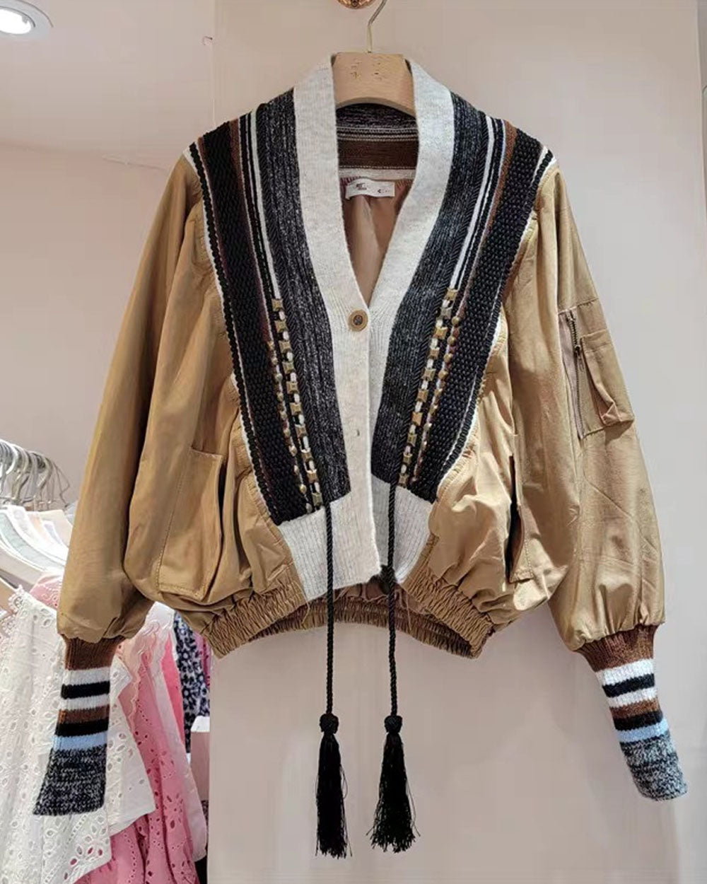 Mixed Signals Studded Patchwork Jacket