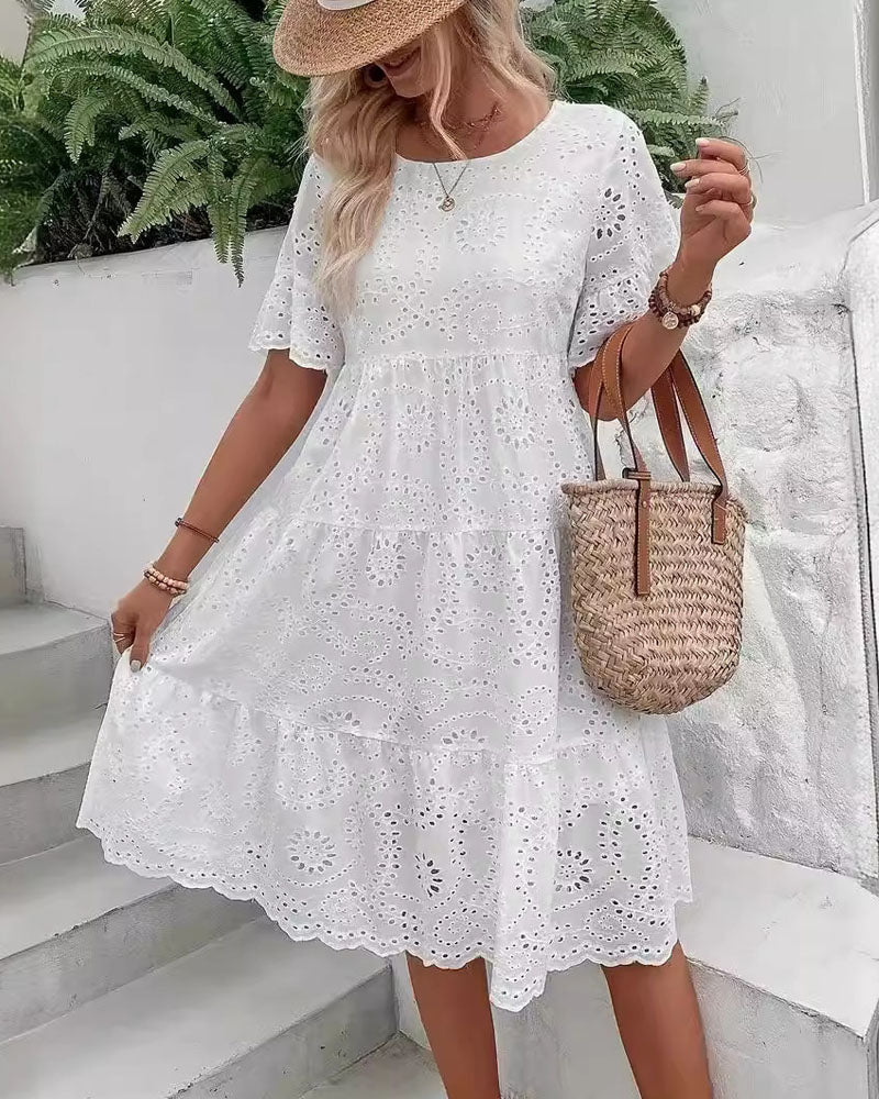 Mori Girl Broderie Tiered Dress