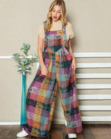 Multicolor Plaid Fleece Overalls