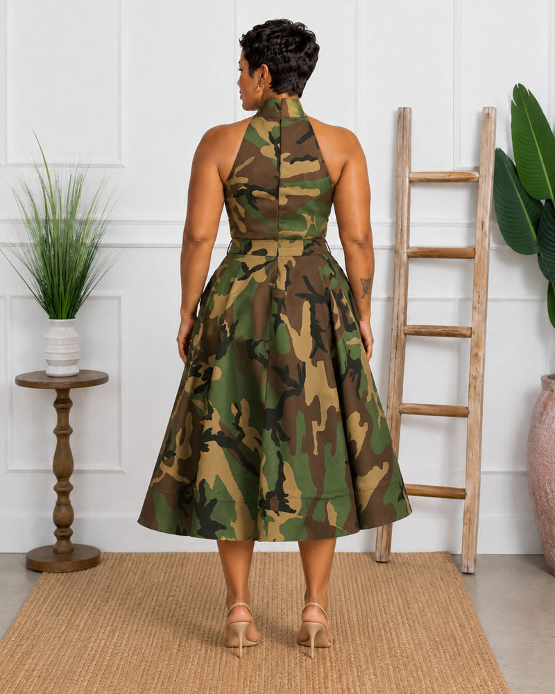 Neema Camo Halter Dress