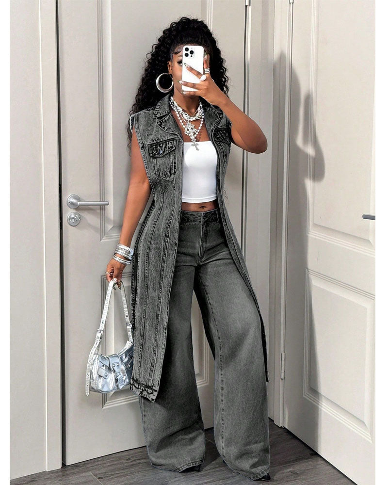 No Introduction Needed Denim Long Vest