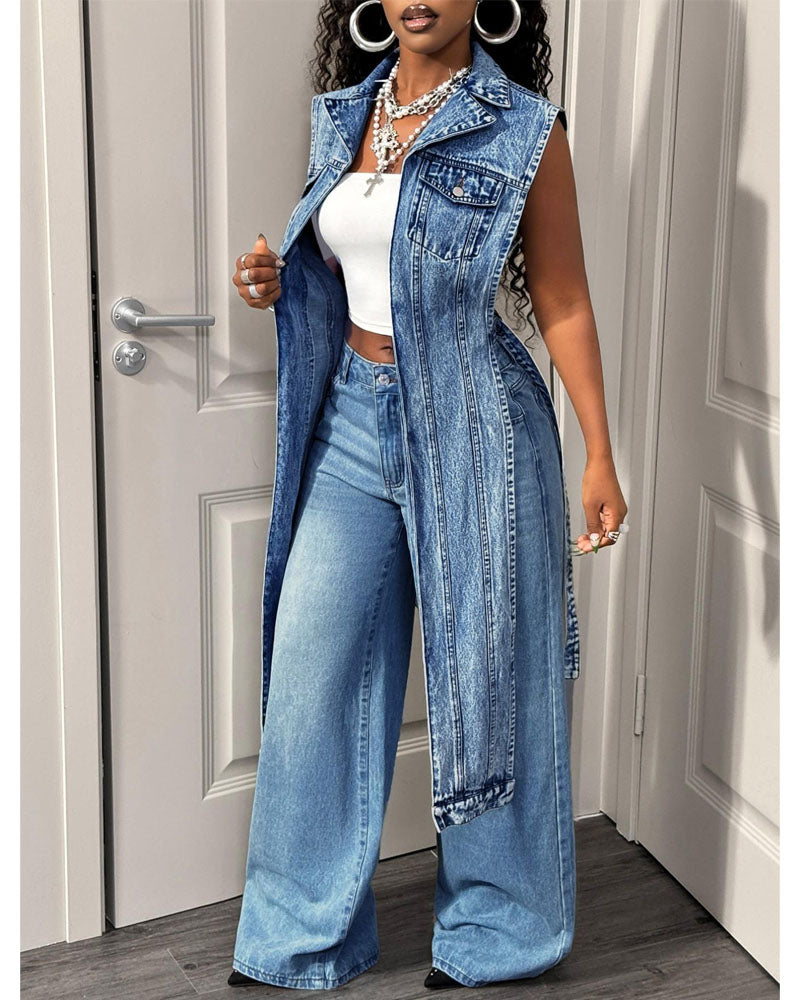 No Introduction Needed Denim Long Vest