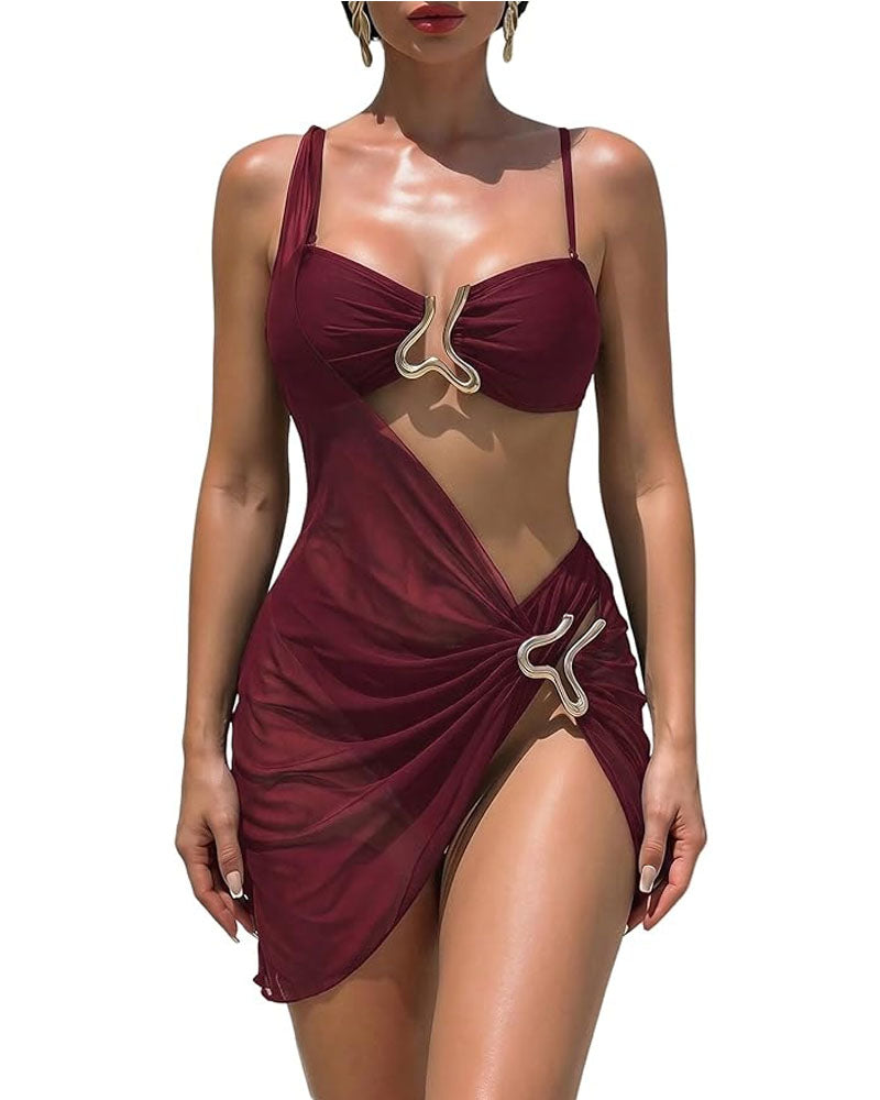 Noir Halo Ring-Linked Swim Set