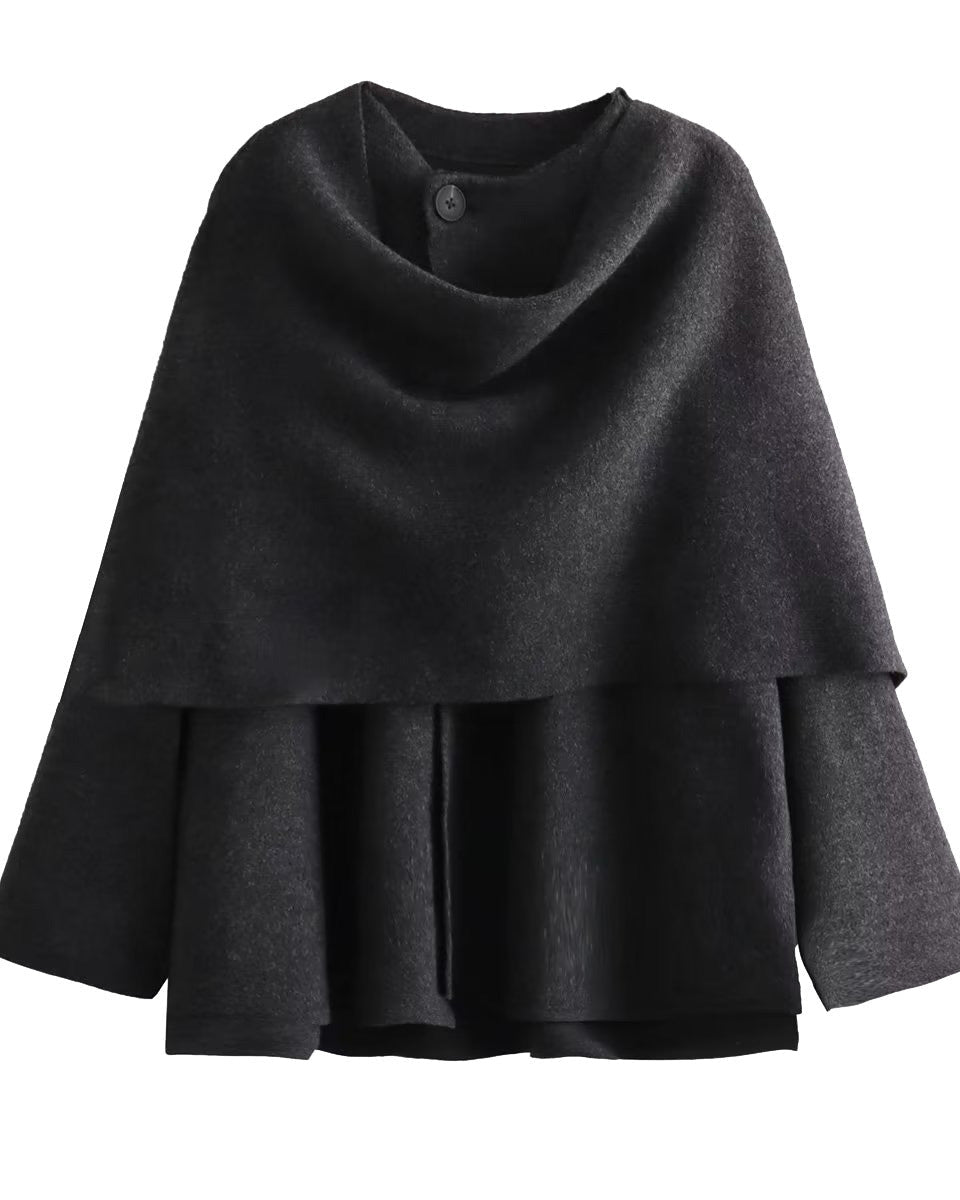 Knitted coat with scarf