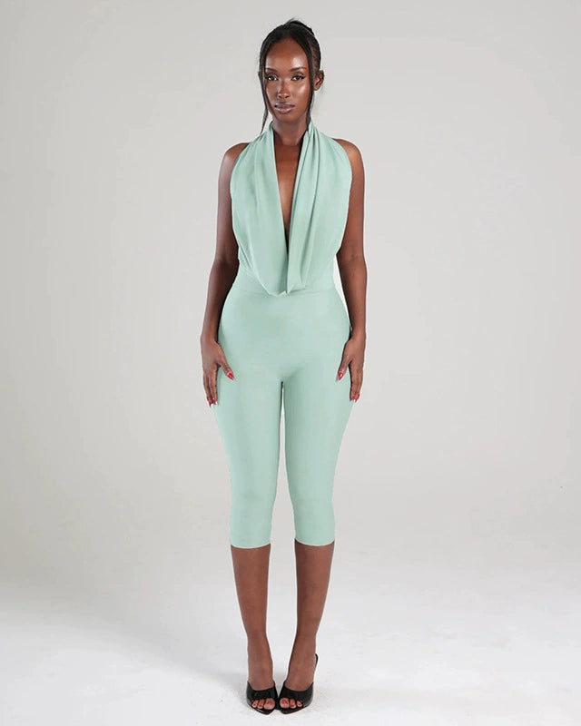 Lexia Backless Capri Leg Jumpsuit