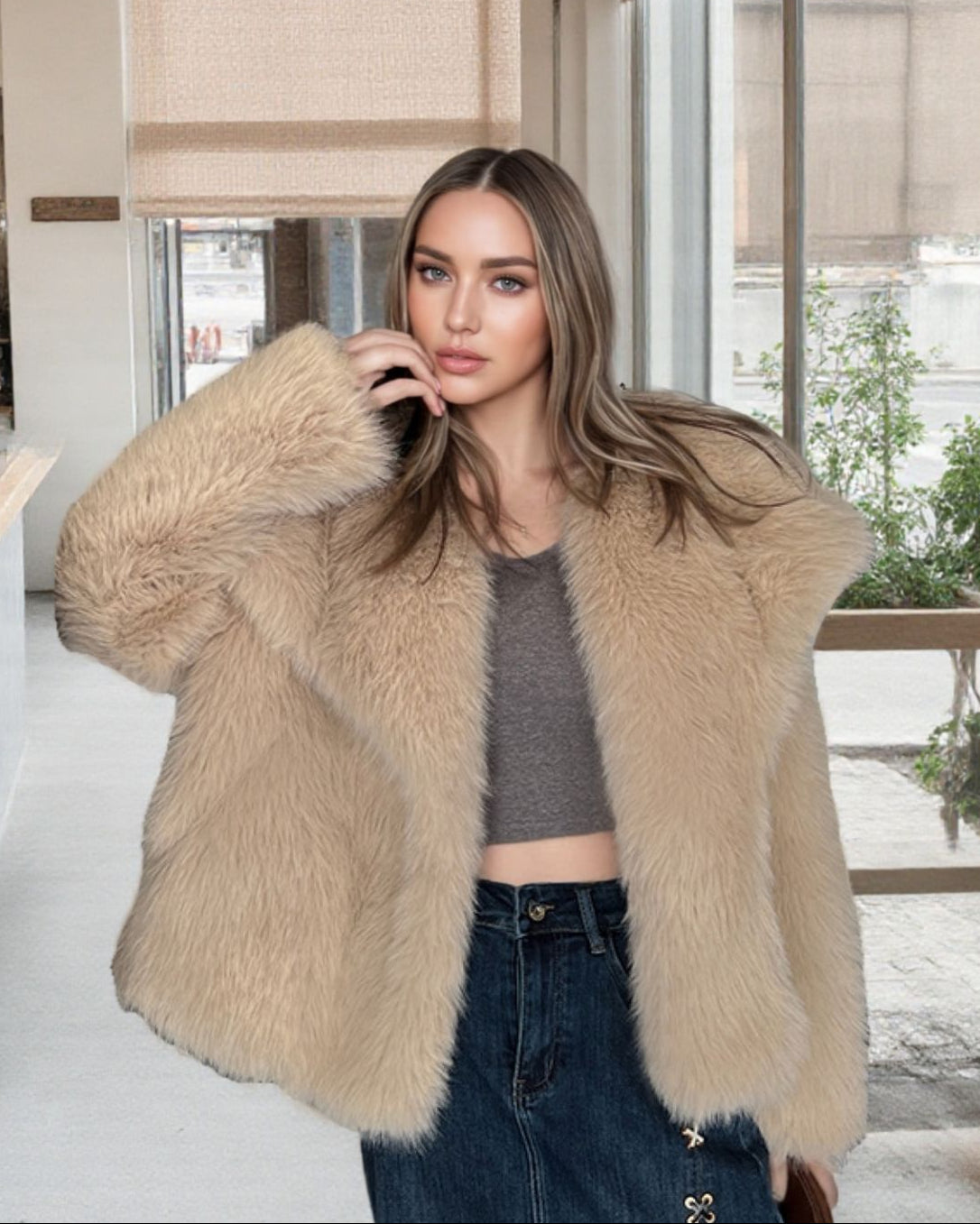 Demla Oversized Faux Fur Jacket