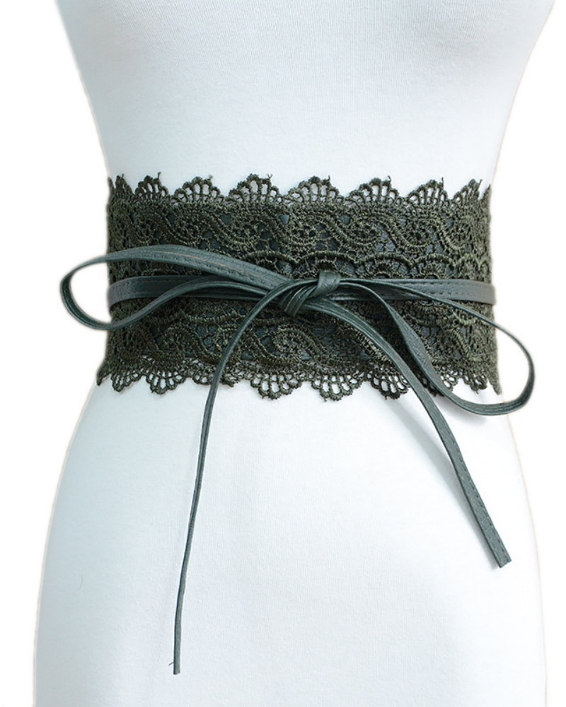 Lace trimmed wide waistband