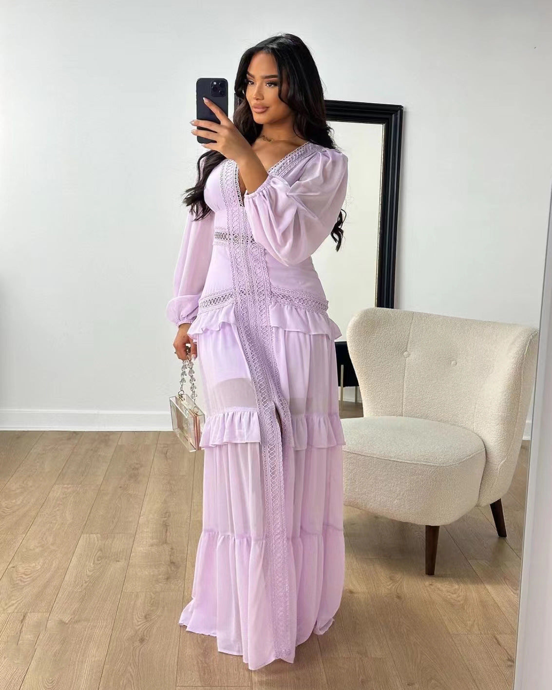 elegant patchwork maxi dress