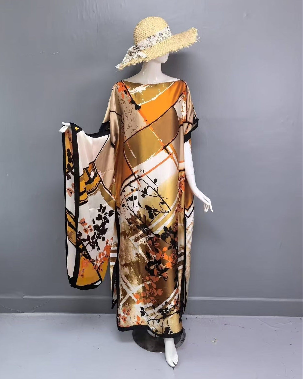 2 piece Satin Printed Dress