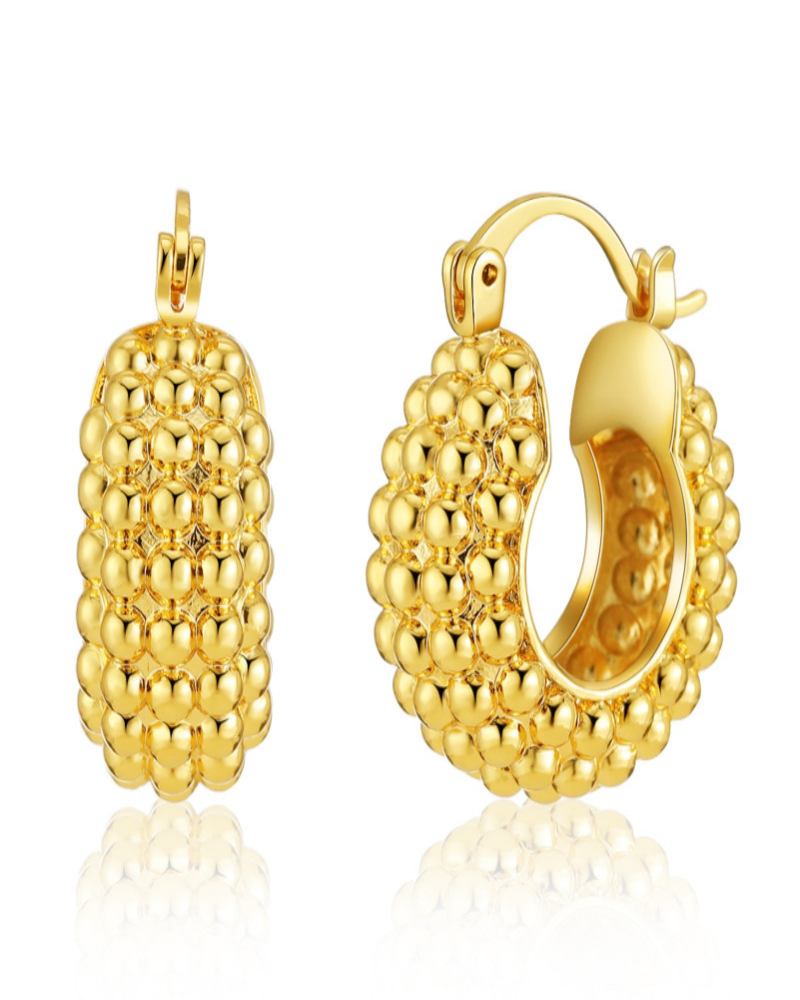 Bump grain pattern short earrings