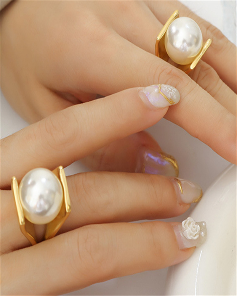 Y-shaped pearl personality ring