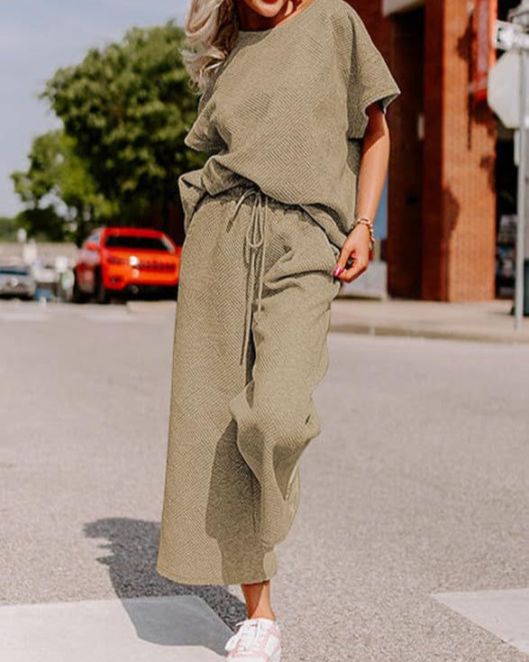 Textured Loose Fit Pants Set