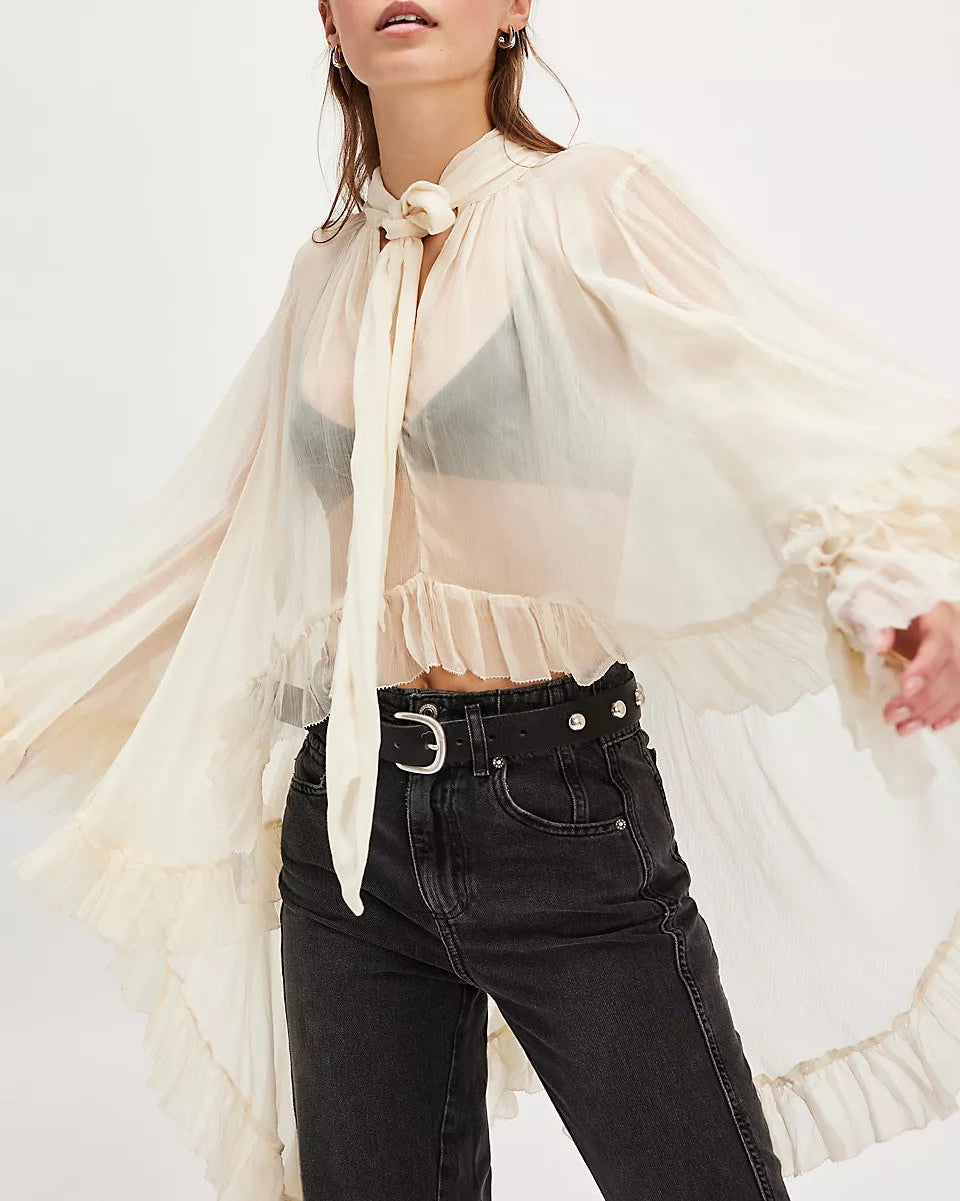 Ruffle Tie Detail Blouse