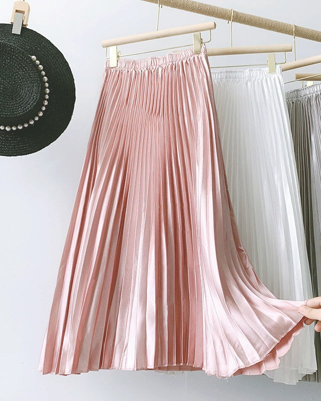 Satin pleated skirt