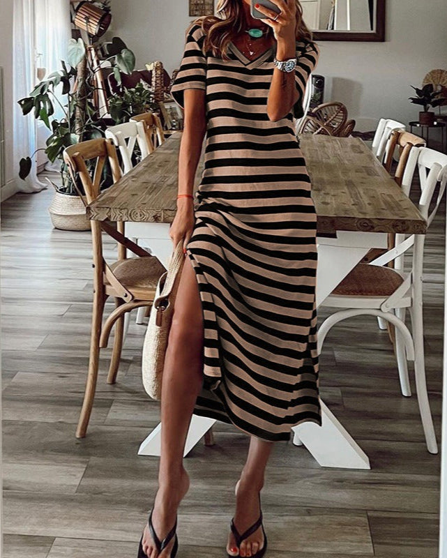 Striped Split Tee Dress
