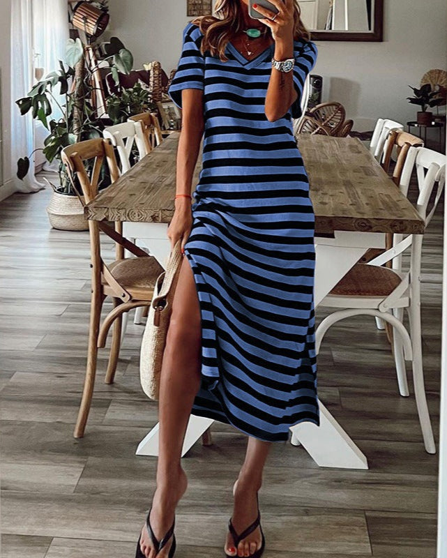 Striped Split Tee Dress