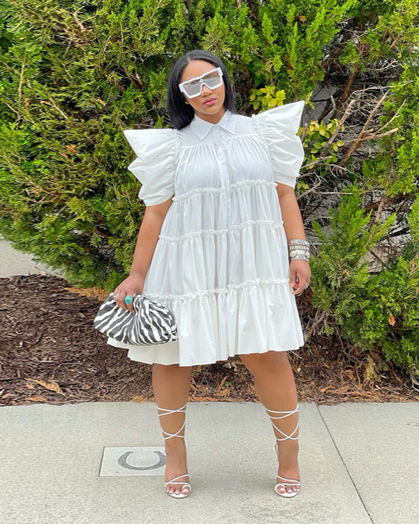 Angel Puff Sleeve Babydoll Dress