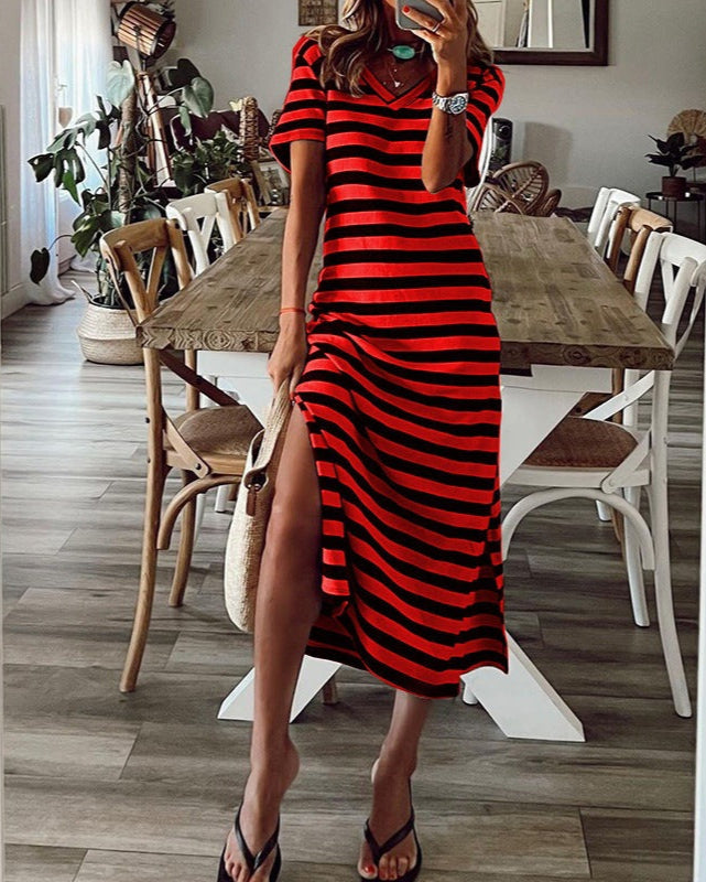 Striped Split Tee Dress