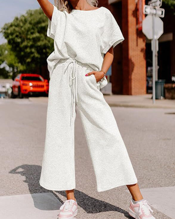 Textured Loose Fit Pants Set