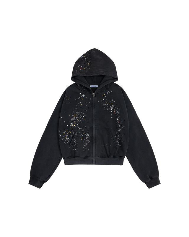 Rhinestone Zip Up Hoodie