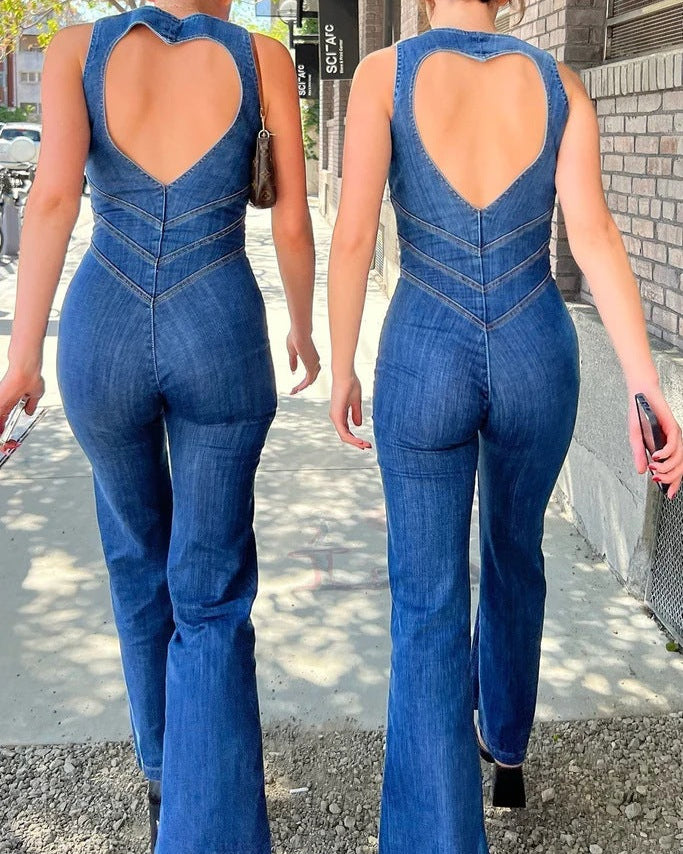 Backless Denim Jumpsuit