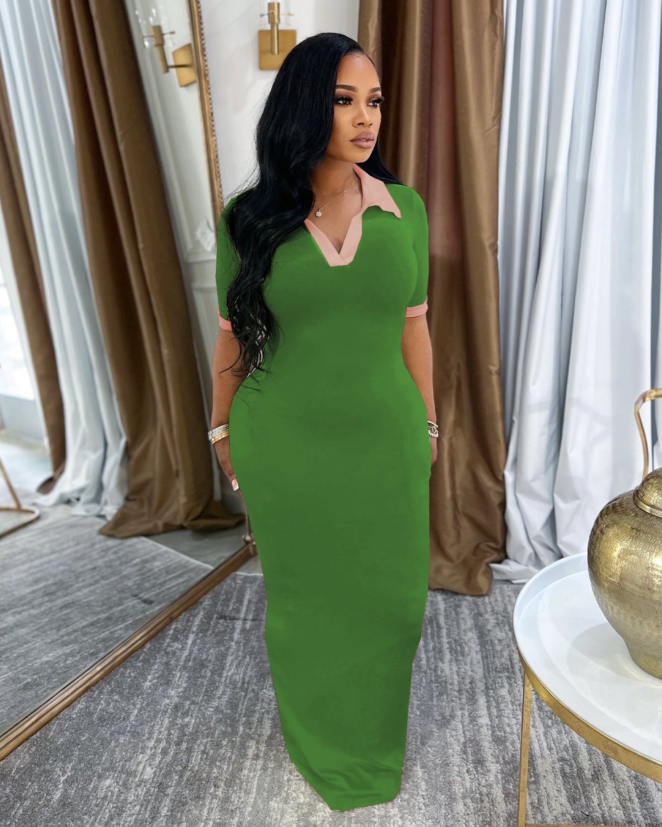 Contrast Polo Dress