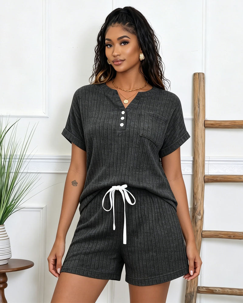 Off-Duty Knit Short Set