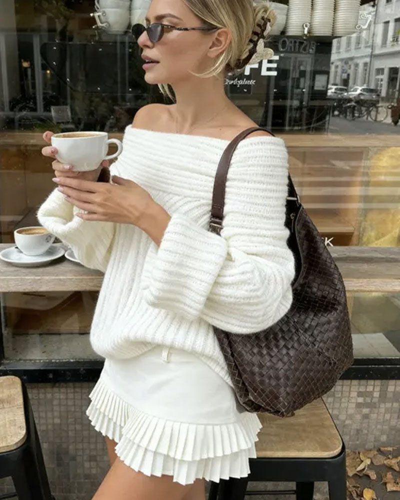 Off-Shoulder Sweater Pullover