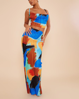 PRINT PLISSE SKIRT SET