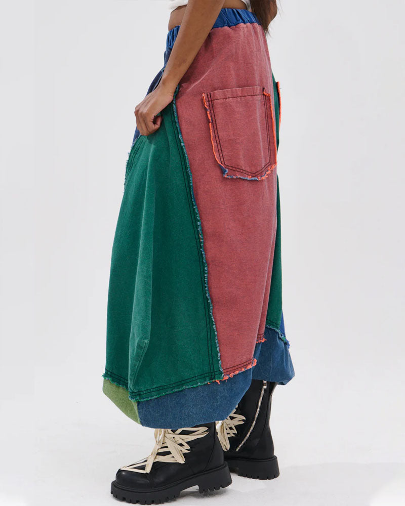 Patchwork Harem Denim Pants