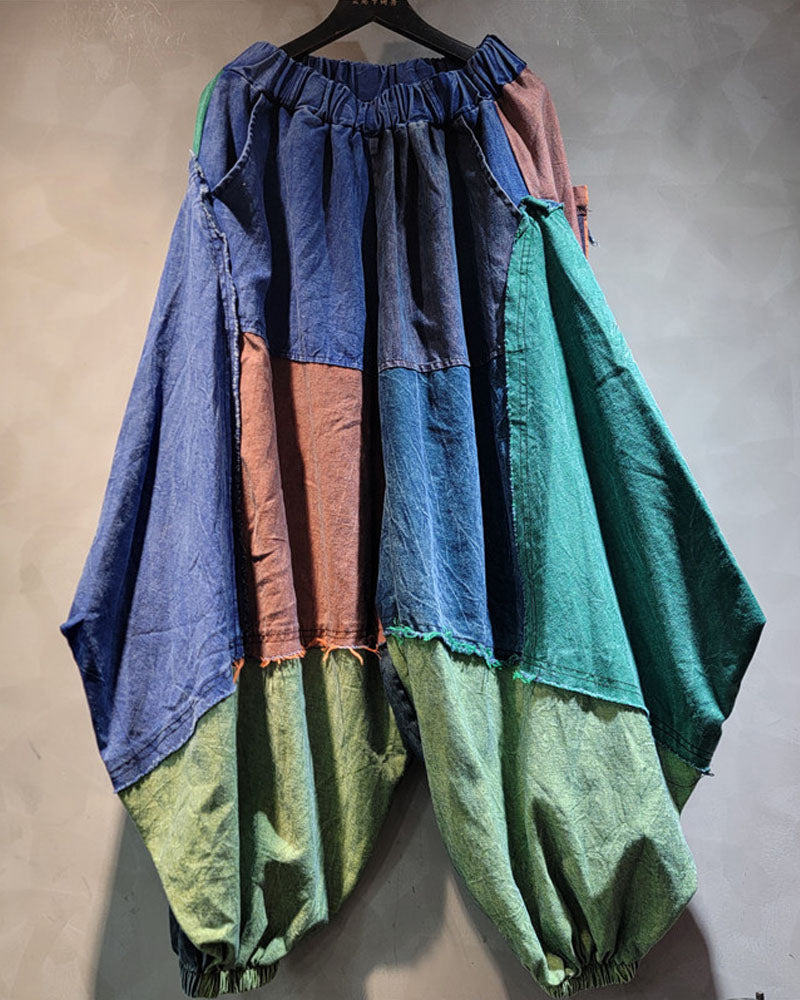 Patchwork Harem Denim Pants