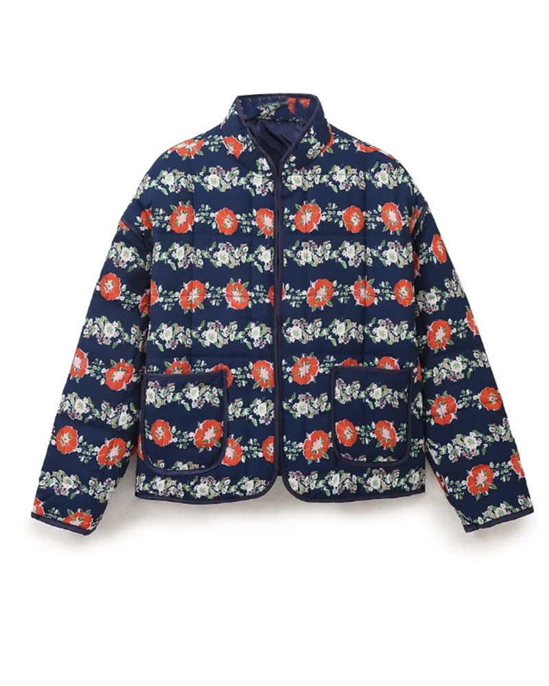 Stylish Floral Puffy Coat