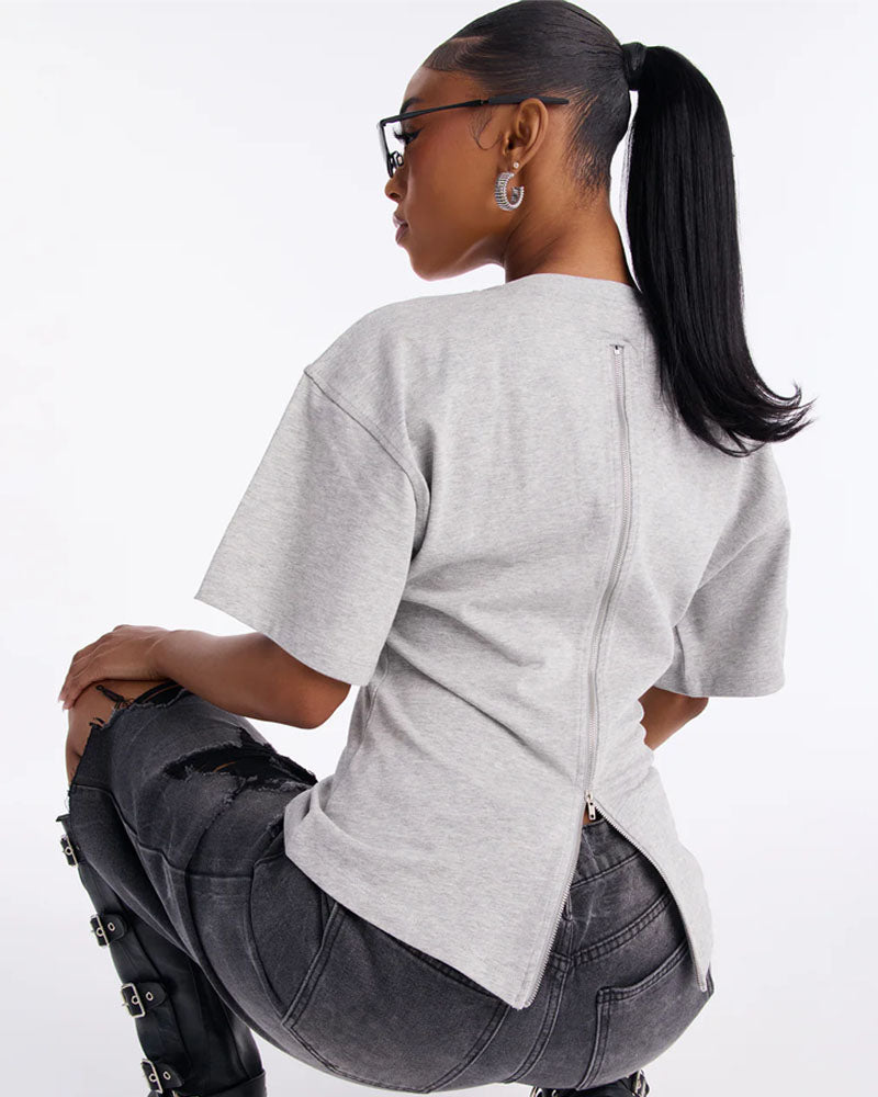Quiet Edge Back-Zip Cotton Tee