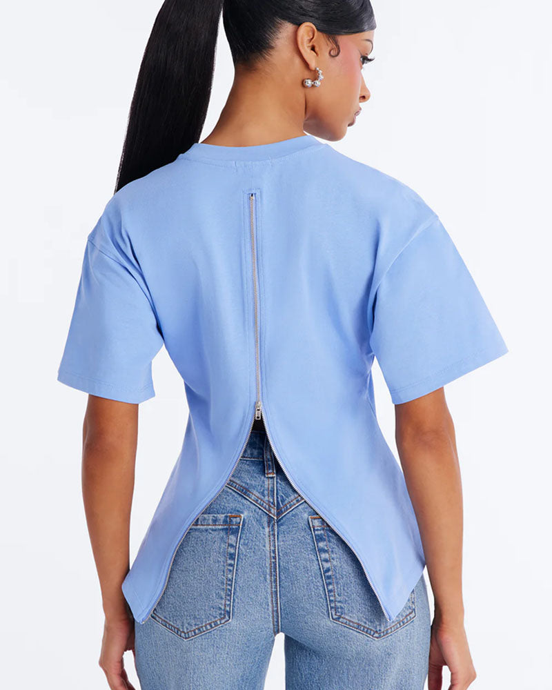Quiet Edge Back-Zip Cotton Tee