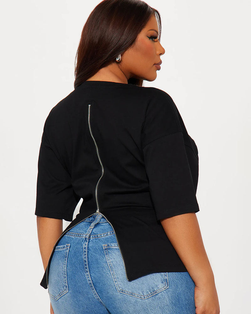 Quiet Edge Back-Zip Cotton Tee