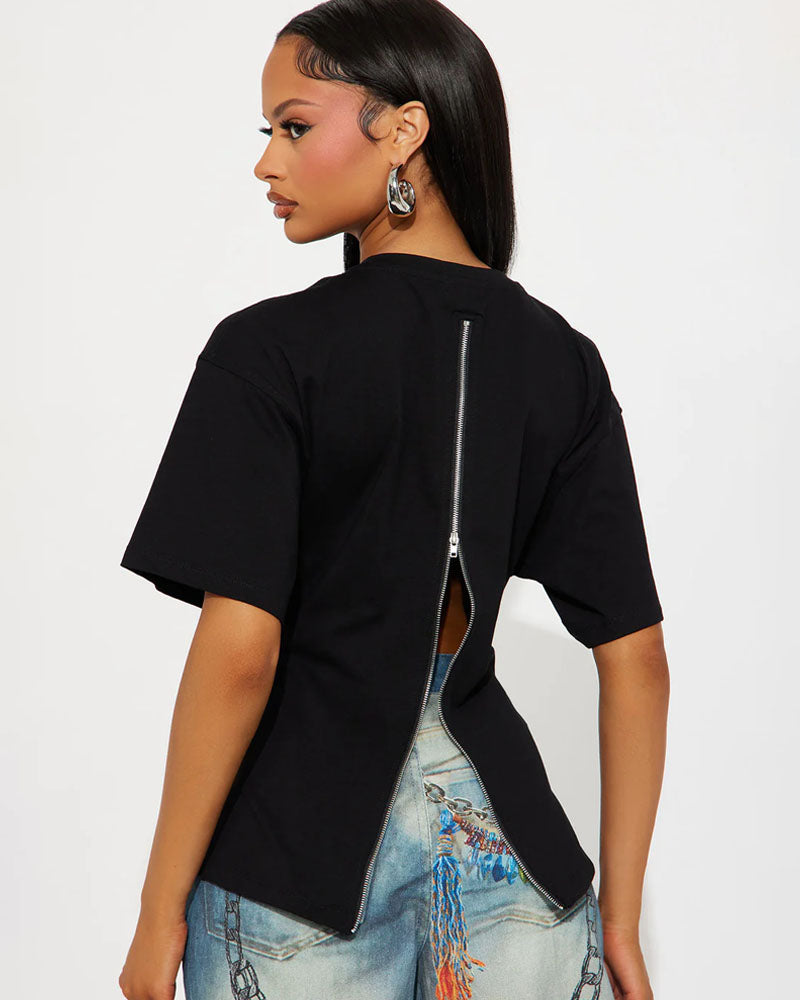 Quiet Edge Back-Zip Cotton Tee