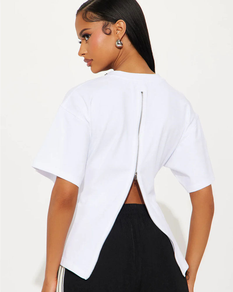Quiet Edge Back-Zip Cotton Tee