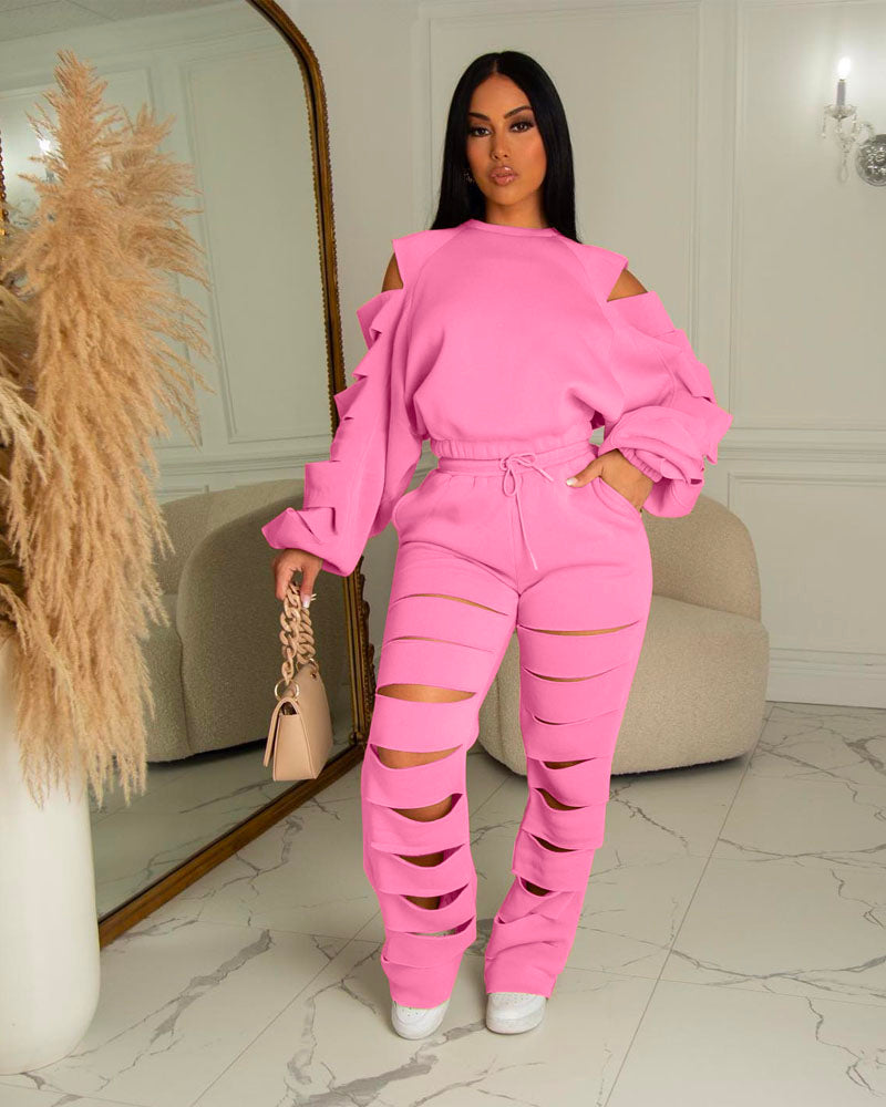 Cut Out Pant Set