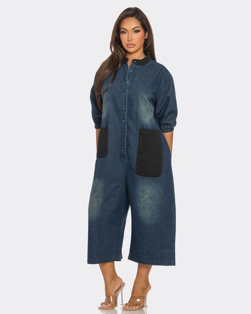 Jumping To Conclusions Denim Jumpsuit