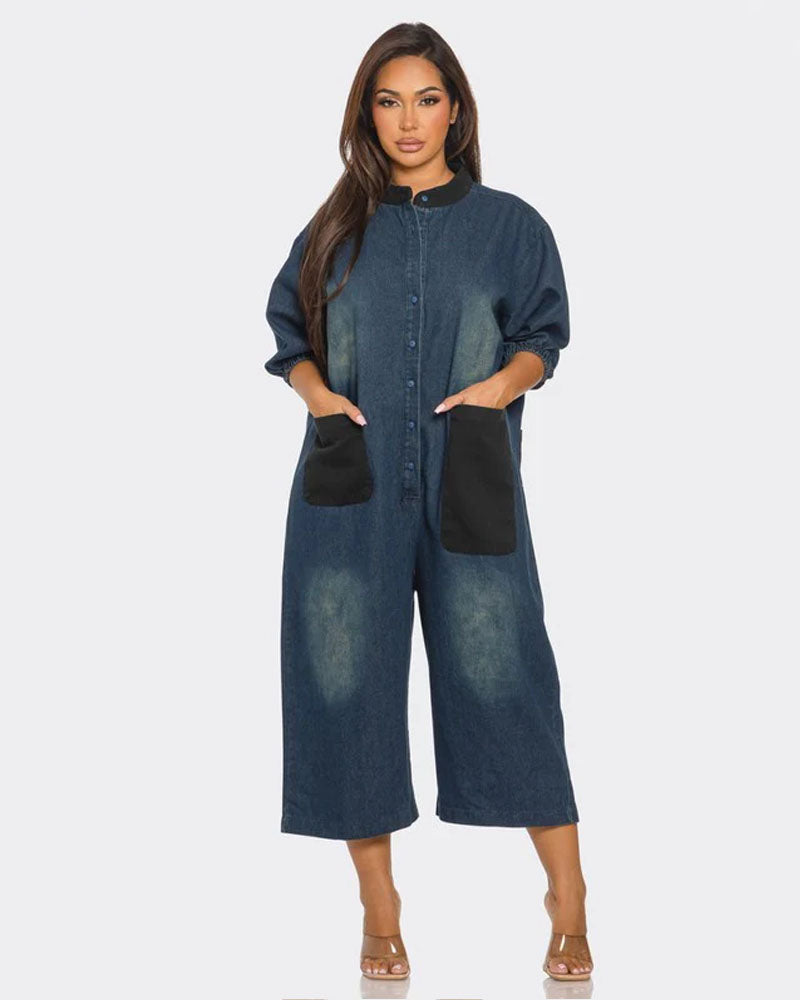 Jumping To Conclusions Denim Jumpsuit