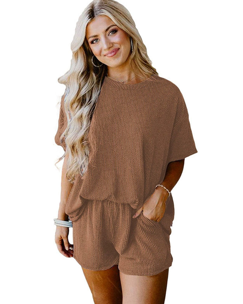 Ribbed Knit Shorts Set