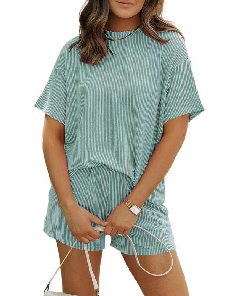 Ribbed Knit Shorts Set