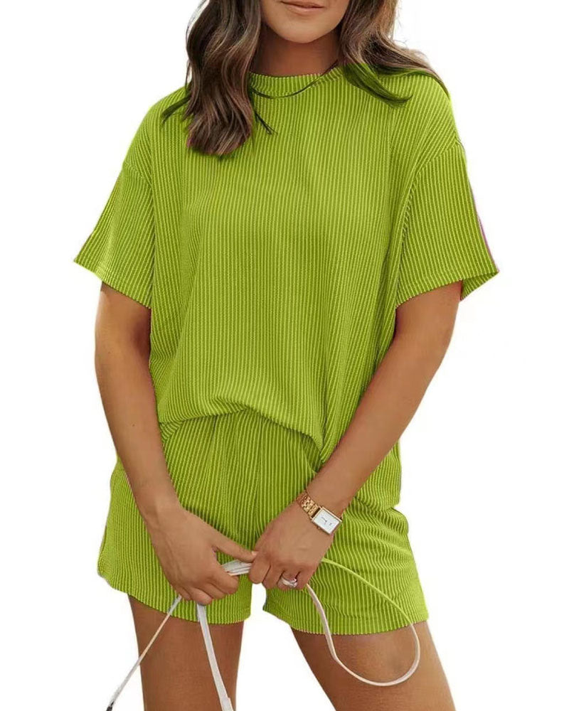 Ribbed Knit Shorts Set