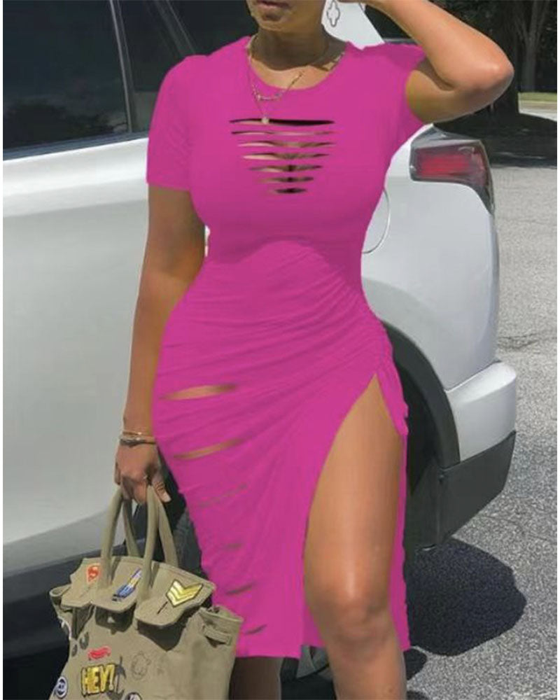 Ruched Cutout Midi Dress
