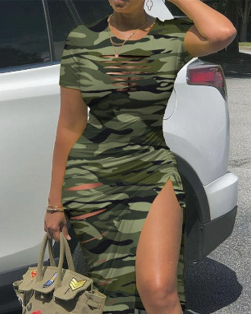 Ruched Cutout Midi Dress