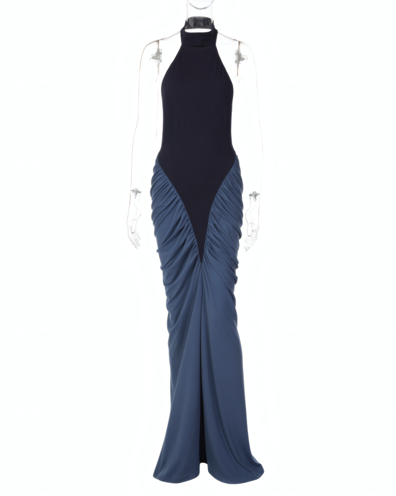 Erin Contrast Ruched Maxi Dress