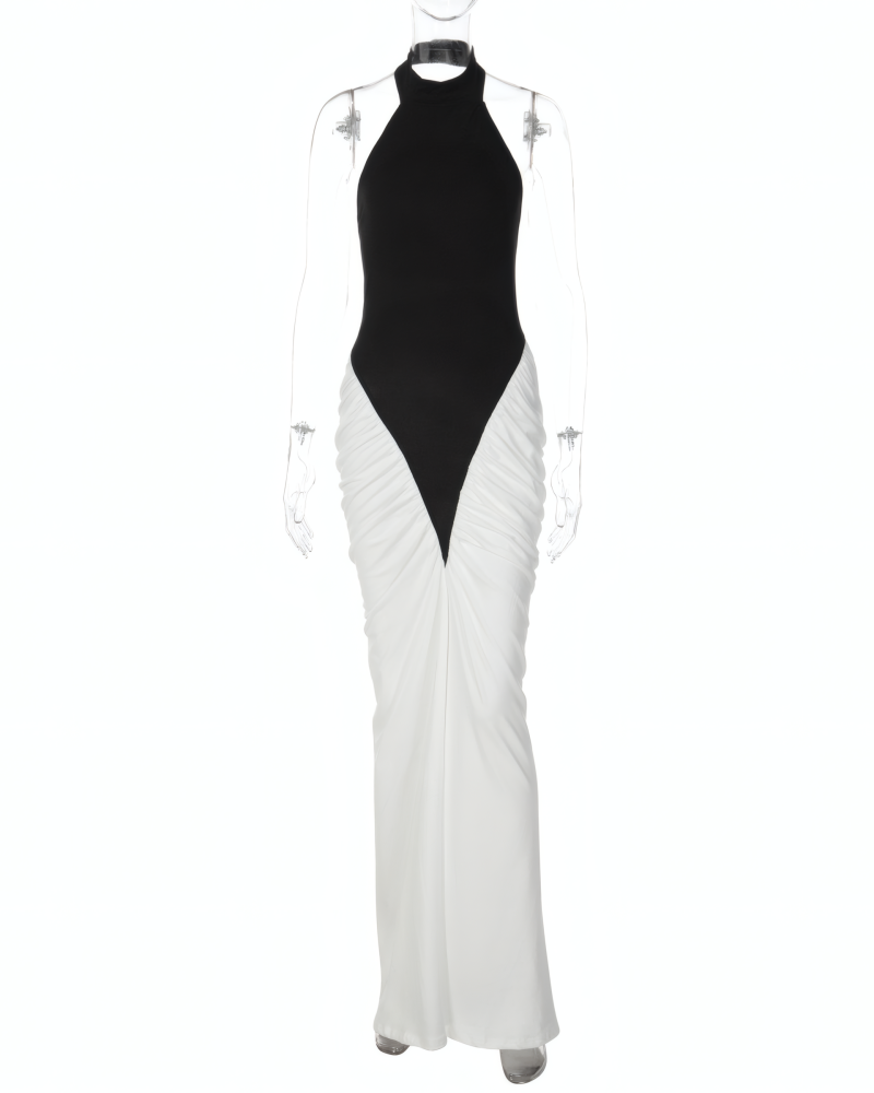 Erin Contrast Ruched Maxi Dress