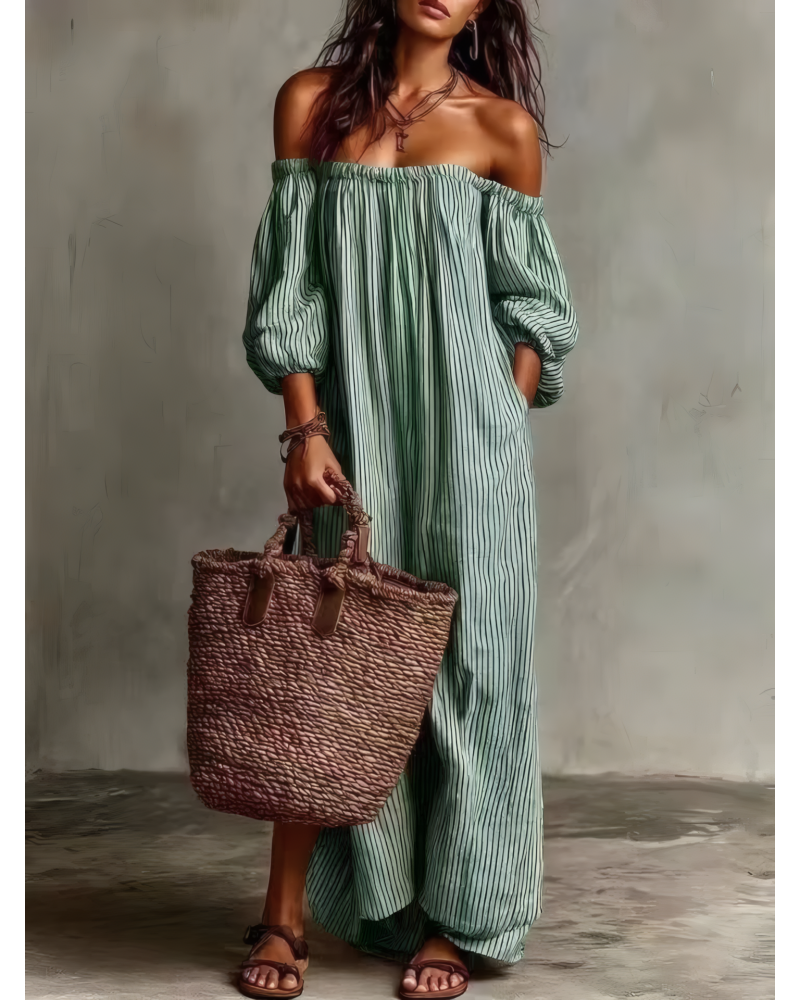 Golden Hour Off-Shoulder Dress